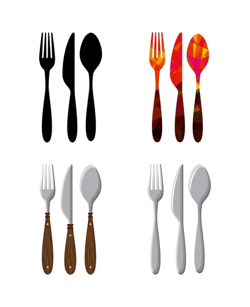 Utensilios de cubiertos menú del restaurante — Vector de stock