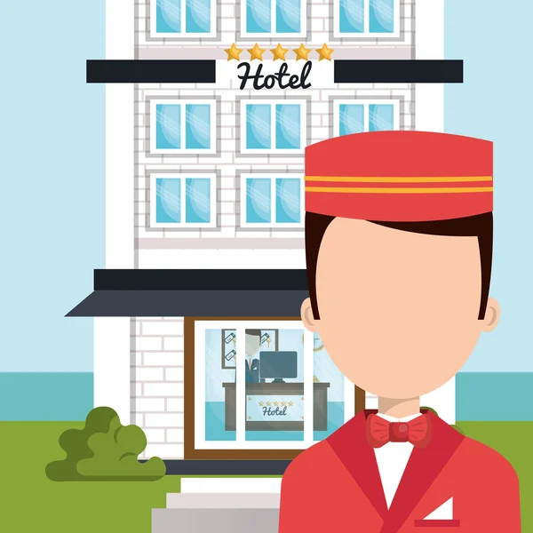 Bellboy service hotel isolated icon — Stock Vector