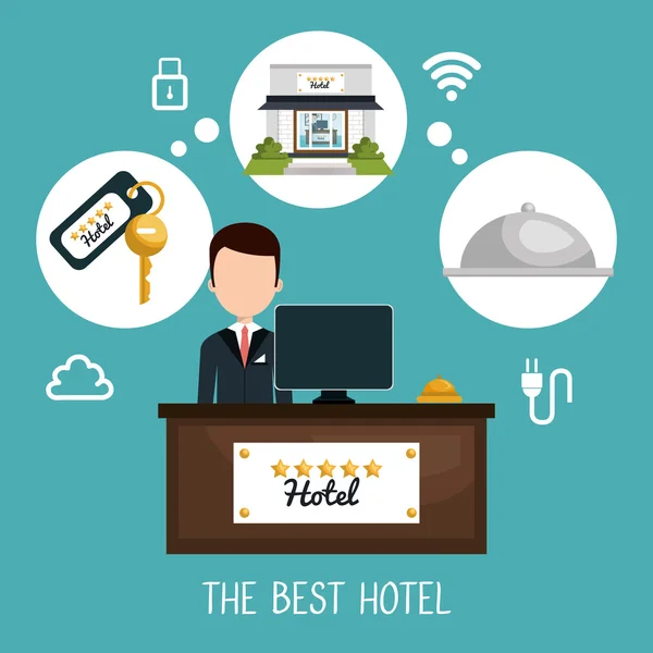 Καλύτερο ξενοδοχείο σύνολο υπηρεσιών εικονίδια — Διανυσματικό Αρχείο