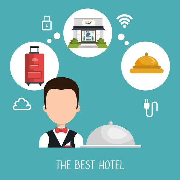 Migliori set di hotel icone di servizi — Vettoriale Stock