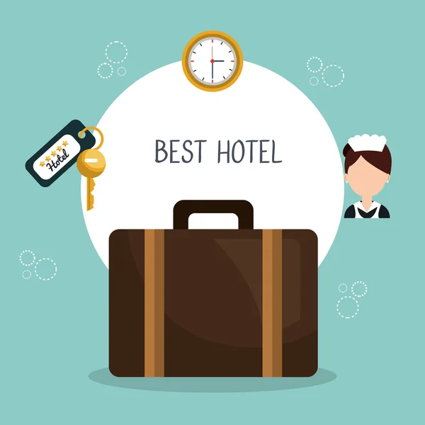 Καλύτερο ξενοδοχείο σύνολο υπηρεσιών εικονίδια — Διανυσματικό Αρχείο