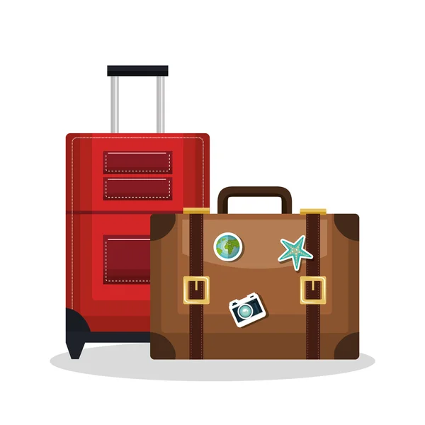 Resväska väskor isolerade ikonen — Stock vektor