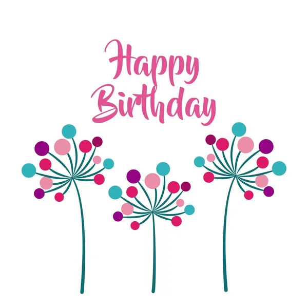 Happy birthday celebration poster floral — Stock Vector