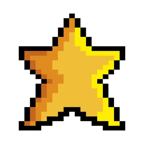 Estrella píxel juego figura icono aislado — Vector de stock