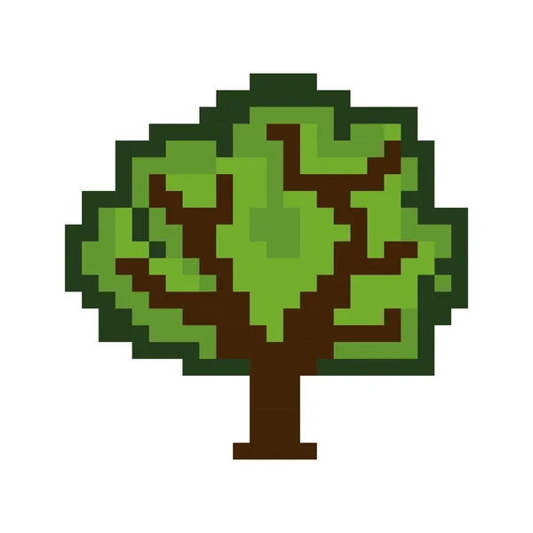 Árbol juego píxel figura icono aislado — Archivo Imágenes Vectoriales