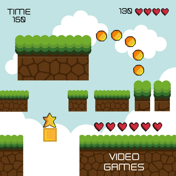 Zobrazení hry pixel — Stockový vektor