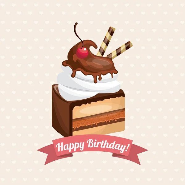 Happy birthday sweet dessert celebration — Stock Vector