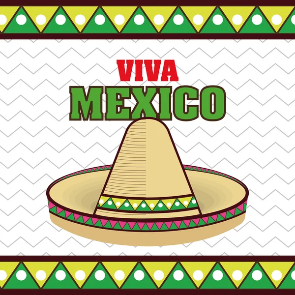 Viva icona poster mexico sombrero — Vettoriale Stock