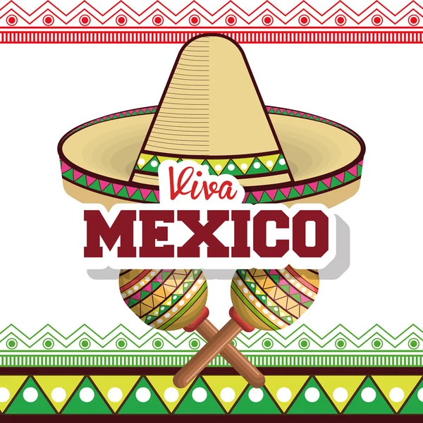 비 바 멕시코 솜브레로 포스터 아이콘 — 스톡 벡터