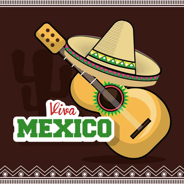 Viva mexico instrumento musical cartaz isolado — Vetor de Stock
