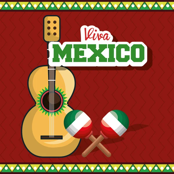 Vivo mexico instrumento musical aislado cartel — Vector de stock