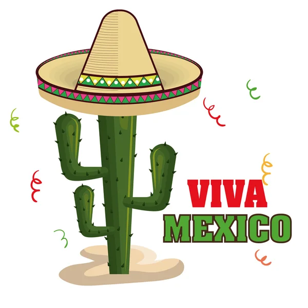 Viva messico poster cactus isolato — Vettoriale Stock