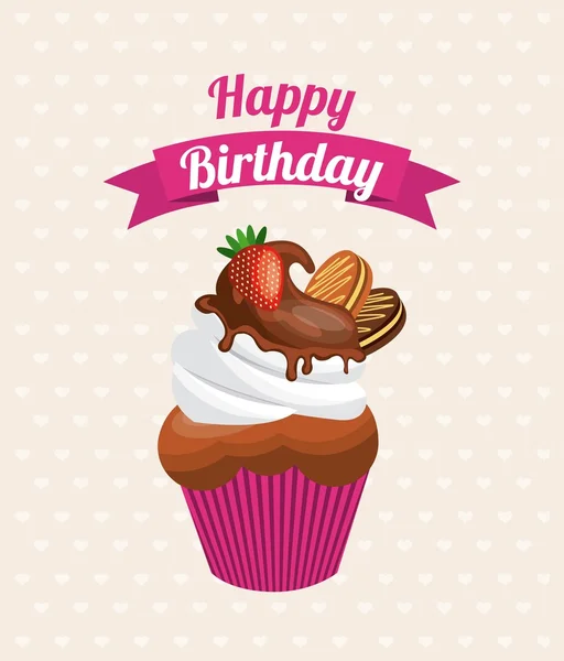 Happy birthday sweet dessert celebration — Stock Vector