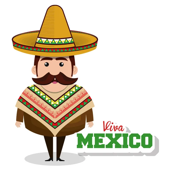 Mexican man character isolated icon — Stock Vector
