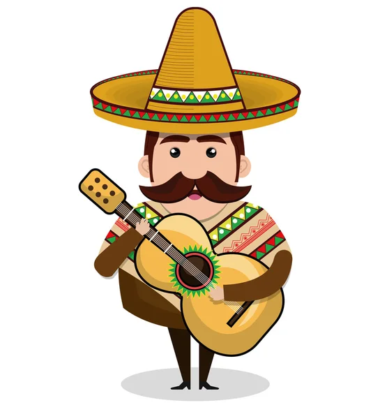 Hombre mexicano carácter aislado icono — Vector de stock