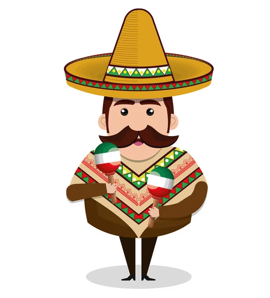 Hombre mexicano carácter aislado icono — Vector de stock