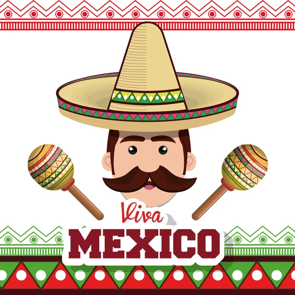 Mexican man character isolated icon — Stock Vector