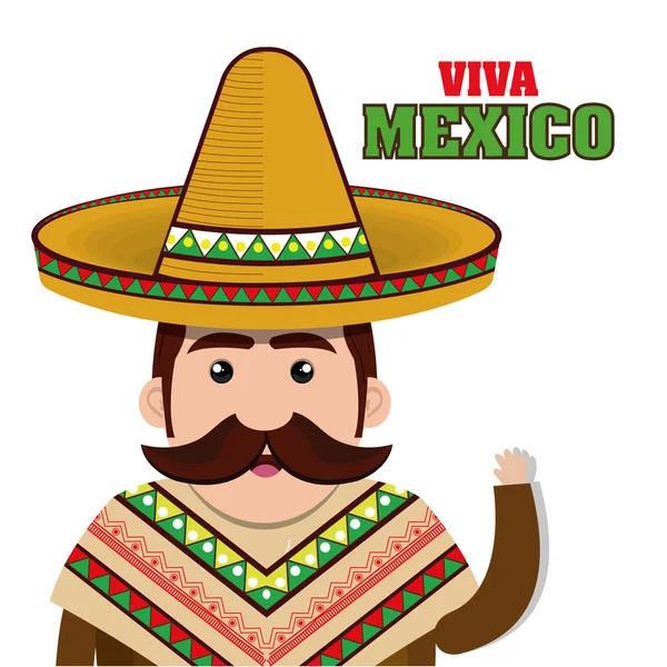 Mexican man character isolated icon — Stock Vector