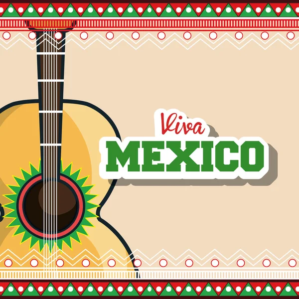 Viva mexico instrumento musical cartaz isolado —  Vetores de Stock