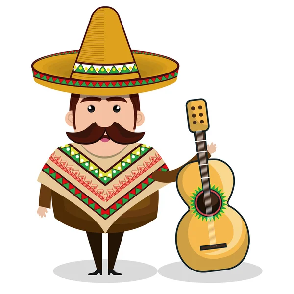 Hombre mexicano carácter aislado icono — Vector de stock