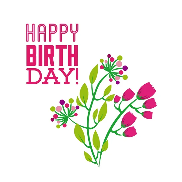 Χαρούμενα γενέθλια γιορτή αφίσα floral — Διανυσματικό Αρχείο