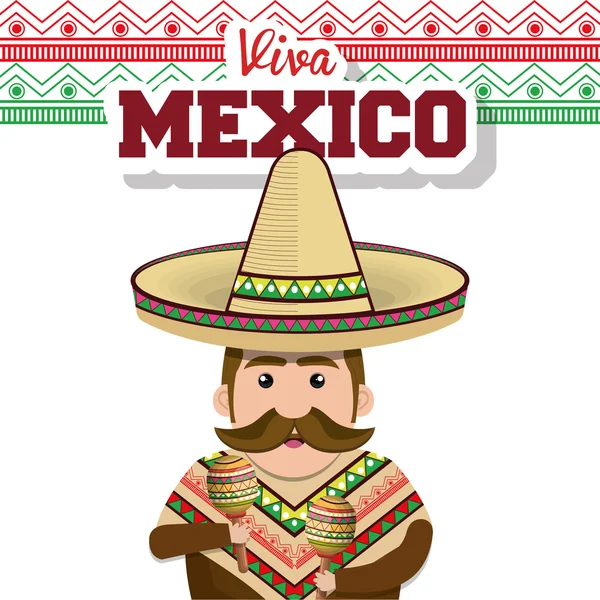 Hombre mexicano carácter aislado icono — Vector de stock