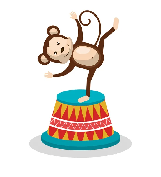 Monkey circus animal show isolated icon — Stock Vector
