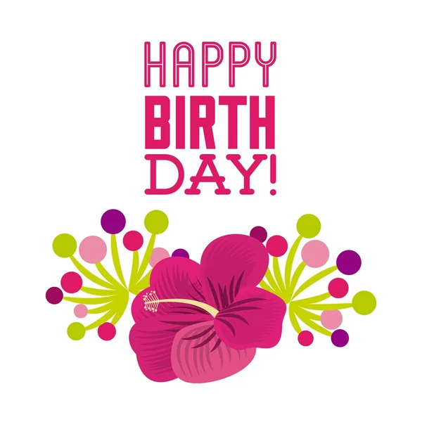 Happy birthday celebration poster floral — Stock Vector