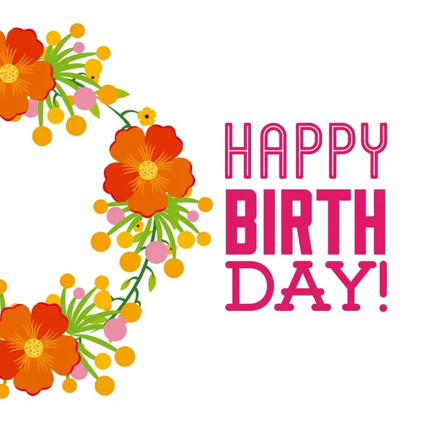 Mutlu doğum günü kutlama poster çiçek — Stok Vektör