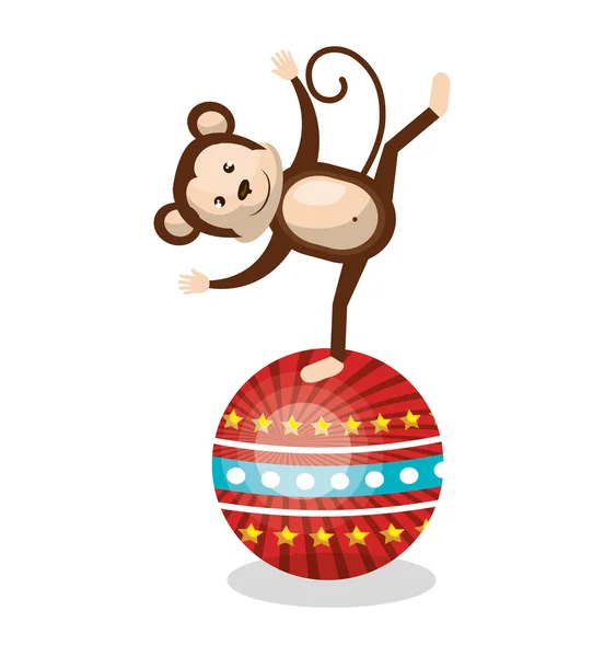 Zvíře v cirkuse Monkey zobrazit izolované ikonu — Stockový vektor