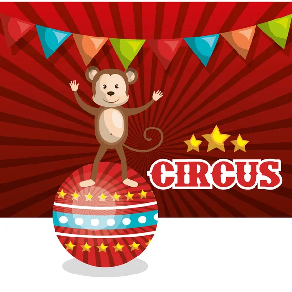 Monkey circus dier geïsoleerde pictogram weergeven — Stockvector