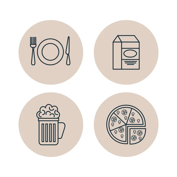 Utensilios de cocina e iconos de alimentos aislados — Vector de stock