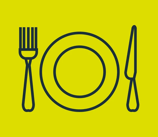 Dish and cutlery isolated icon — Stock Vector