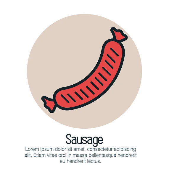 Sausage delicious isolated icon — Stock Vector