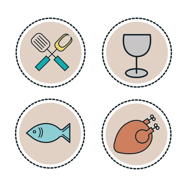 Set line food icons isolated — Stock Vector