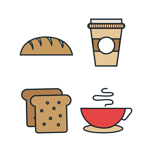 Set línea de alimentos iconos aislados — Vector de stock