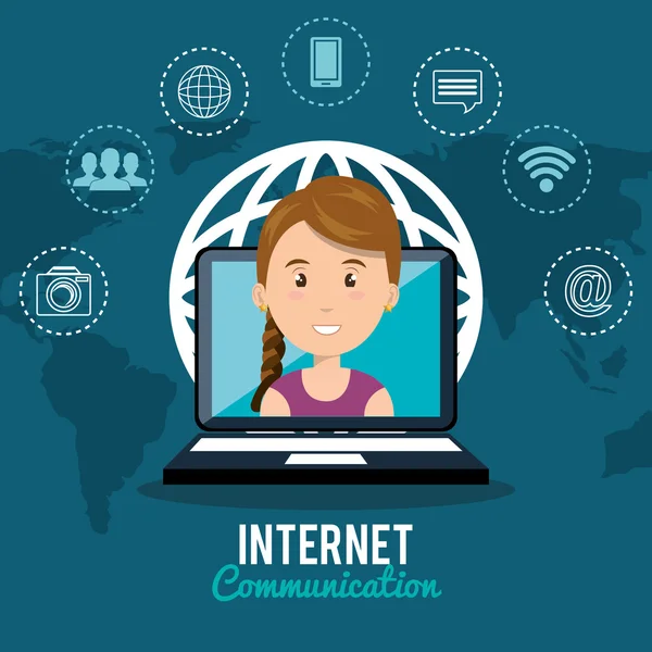 Internet communication technology isolated icon — Stock Vector