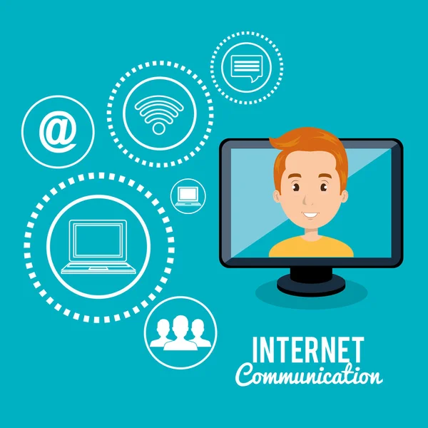 Internet iletişim teknolojisi izole simgesini — Stok Vektör