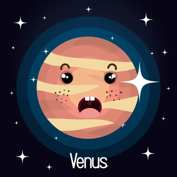 Venus planeta personagem espaço fundo —  Vetores de Stock