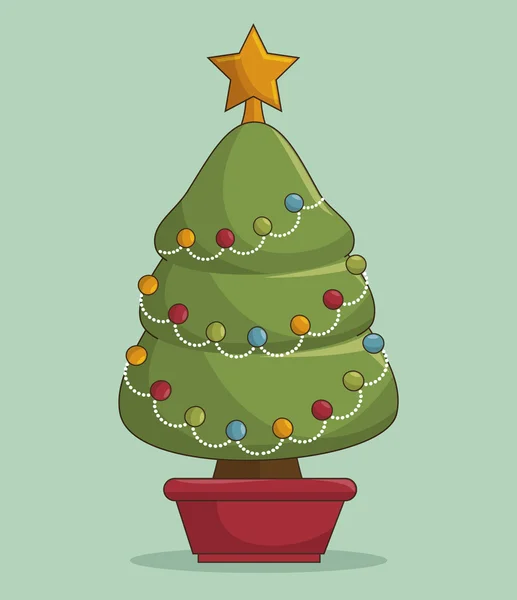 Árvore alegre ícone de caráter de Natal — Vetor de Stock