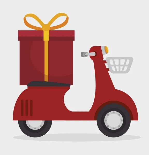 Motorcycle transport gift  icon — Stock Vector