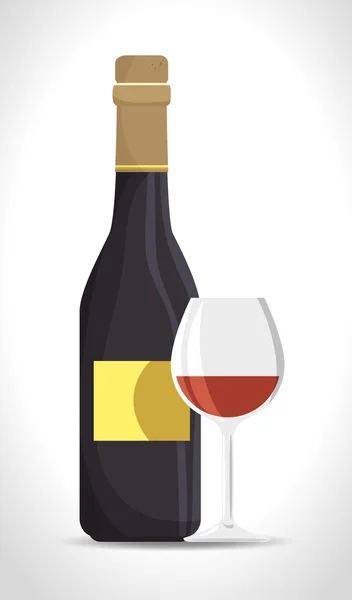 İtalyan şarap bardak ve şişe — Stok Vektör