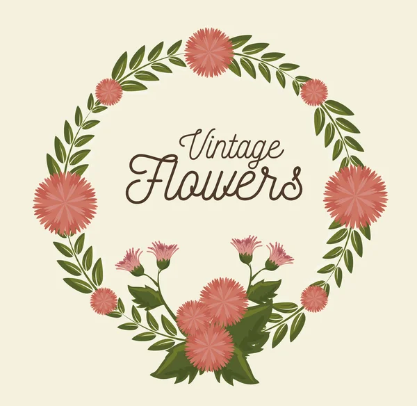 Vintage flowers frame decoration — Stock Vector