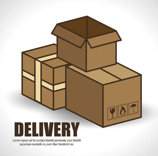 Cajas cartón embalaje entrega servicio — Vector de stock