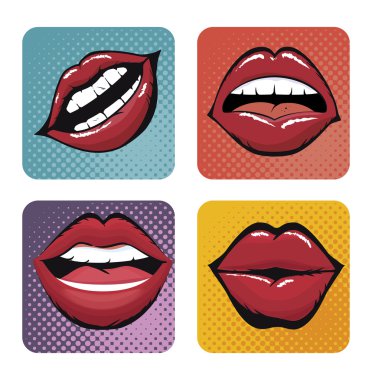 dudaklar kadın d Icons set