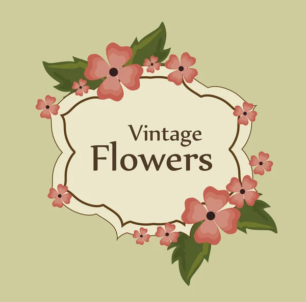 Vintage flowers frame decoration — Stock Vector