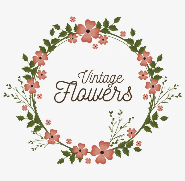 Vintage çiçek çerçeve dekorasyon — Stok Vektör