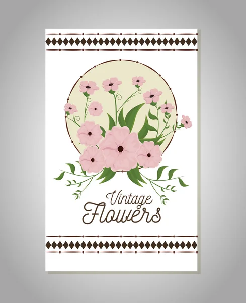 Vintage flowers frame decoration — Stock Vector