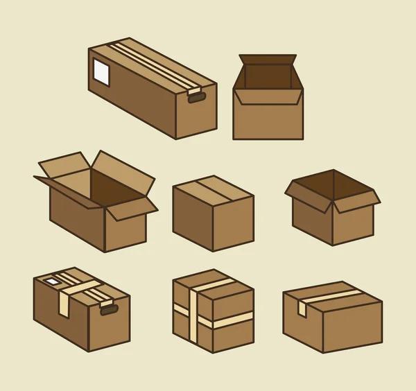 Cajas cartón embalaje entrega servicio — Vector de stock