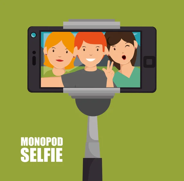 Monopod fotografie selfie stijl geïsoleerd — Stockvector